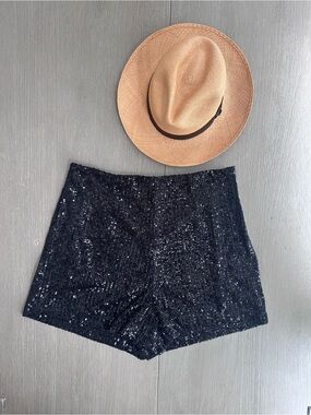 High-Rise Black Sequin Women's Shorts